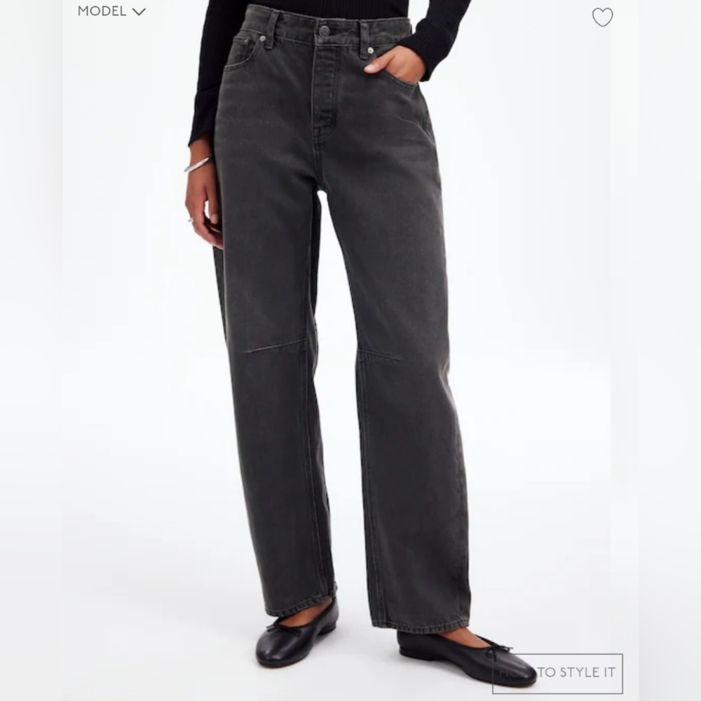 Madewell Darted Barrel Leg Jeans, Black, Size 32